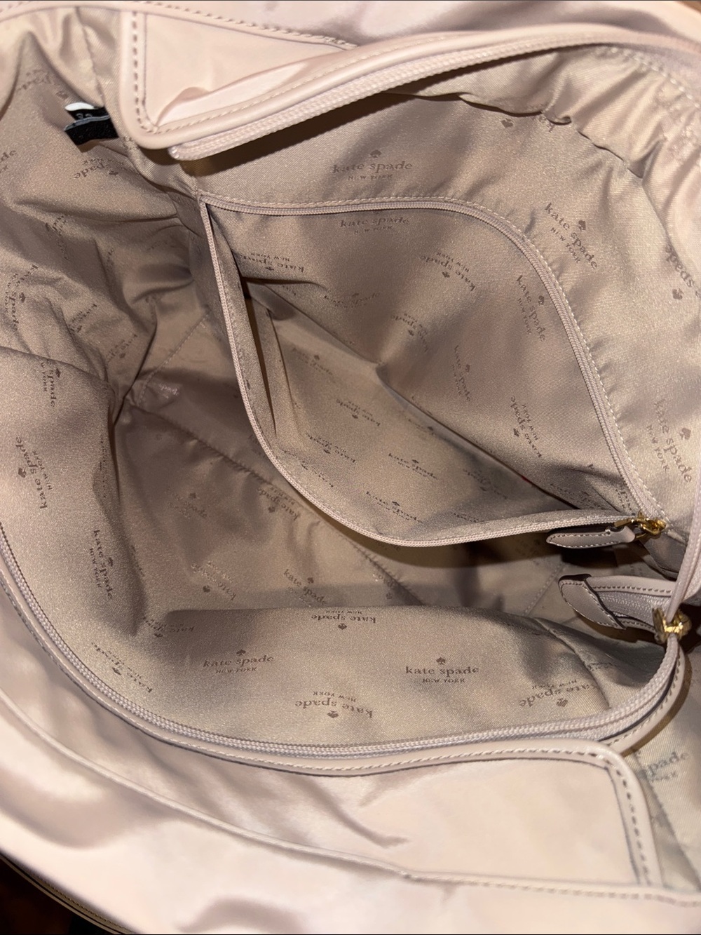 kate spade Bag Flower Cozy Quilted Light Blush Nylon Tote with Gold Chain Handle - Picture 12 of 17